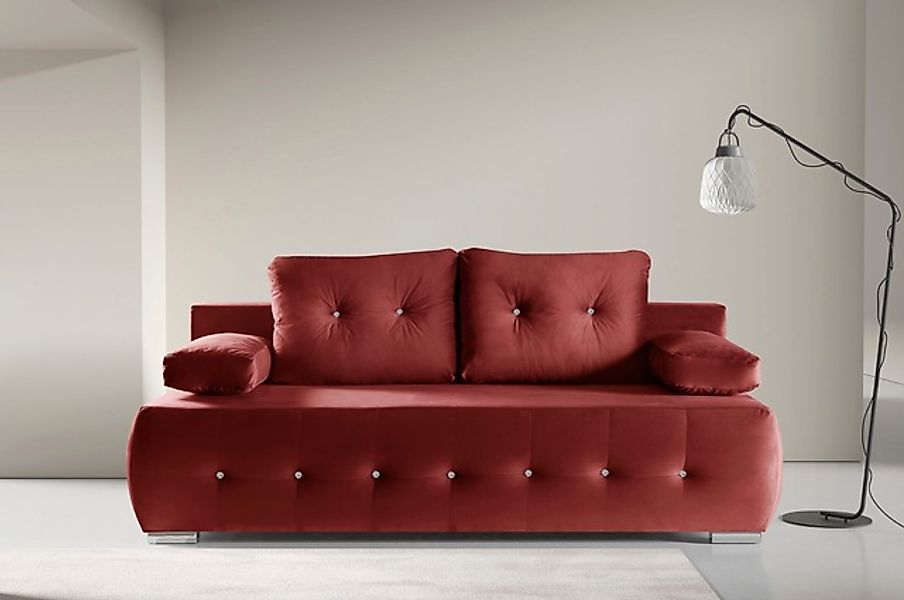 WERK2 Schlafsofa »Monaco Design Bettsofa, pflegeleichter Samtoptik Bezug, B günstig online kaufen
