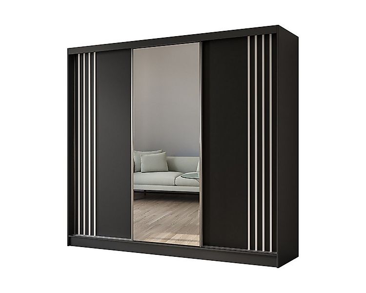 Compleo Kleiderschrank mit Spiegel MALTA Schwebetürenschrank mit Lamellen, günstig online kaufen