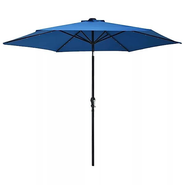 Sonnenschirm Mit Led-leuchten Und Stahlmast 300 Cm Azurblau günstig online kaufen