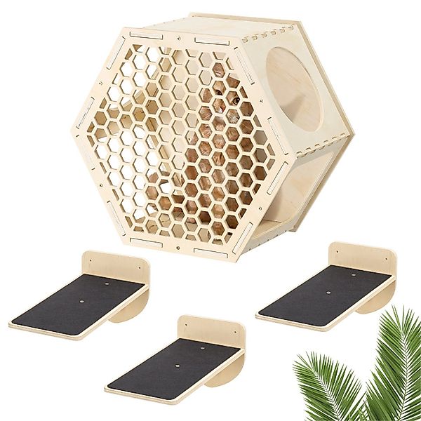 Navaris Kratzbaum Katzen Kletterwand 4er Set - Katzenkletterregale wandmont günstig online kaufen