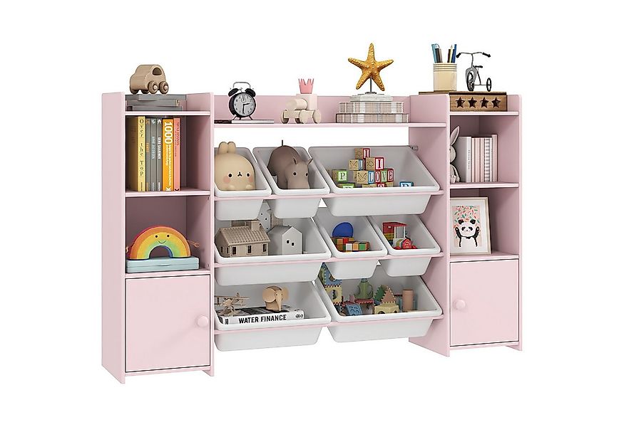 BlingBin Spielzeugtruhe Kinderregal, Spielzeugregal Bücherregal mit 8 Aufbe günstig online kaufen