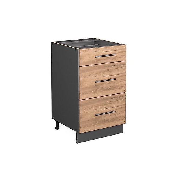 Vicco Küchenunterschrank Fame-Line Goldkraft Eiche/Anthrazit 50 cm ohne Arb günstig online kaufen