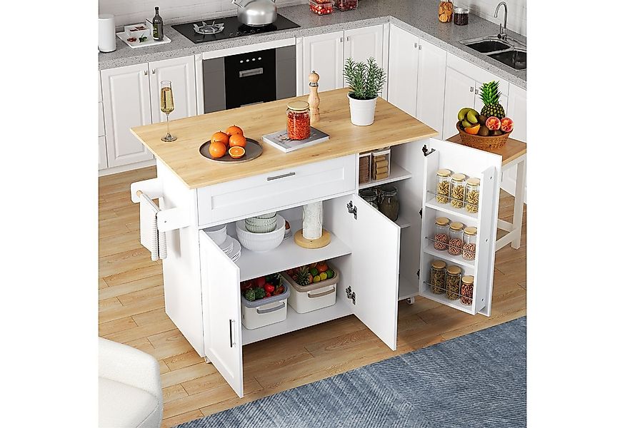 Flieks Küchenwagen mit erweiterbare Arbeitsplatte, Türablagen und Schublade günstig online kaufen