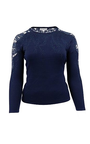 Passioni Strickpullover mit Spitzen- und Strassdetails günstig online kaufen