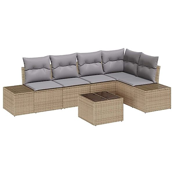 vidaXL Garten-Sofa-Set 6-Tlg Beige Poly Rattan 3347070 günstig online kaufen