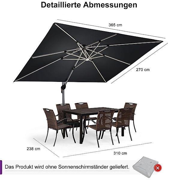 PURPLE LEAF Sonnenschirm Rechteckig Außenbereich Alu günstig online kaufen
