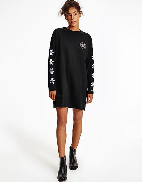 Tommy Jeans – Langärmliges Kleid mit Logo in Schwarz günstig online kaufen