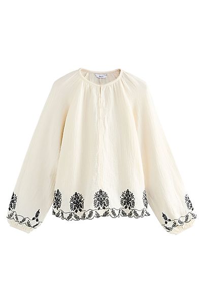 Next Langarmbluse Langarm-Bluse mit Stickarbeiten und günstig online kaufen