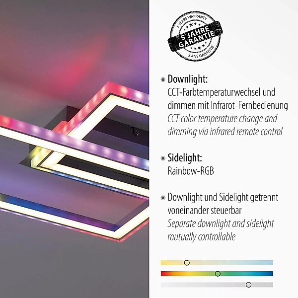 Just Light LED-Deckenleuchte FELIX60 14635-55 stahlfarbig weiß Kunststoff S günstig online kaufen