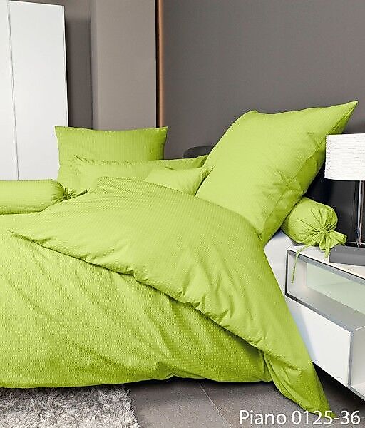 Janine Janine Mako-Soft-Seersucker Bettwäsche PIANO 0125 apfelgrün Größe: günstig online kaufen