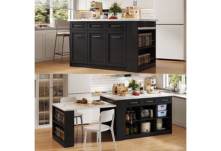 Flieks Kücheninsel mit ausziehbarer Esstisch und großer Stauraum, (Schrankm günstig online kaufen