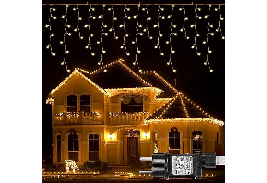 Sunicol LED-Lichtervorhang 5/10/15M, 8 Modi Anschliessbar Eisregen Lichterk günstig online kaufen