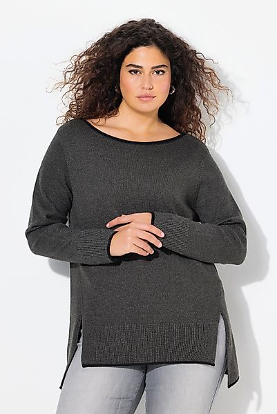 Ulla Popken Strickpullover Pullover Saumschlitze U-Boot-Ausschnitt günstig online kaufen