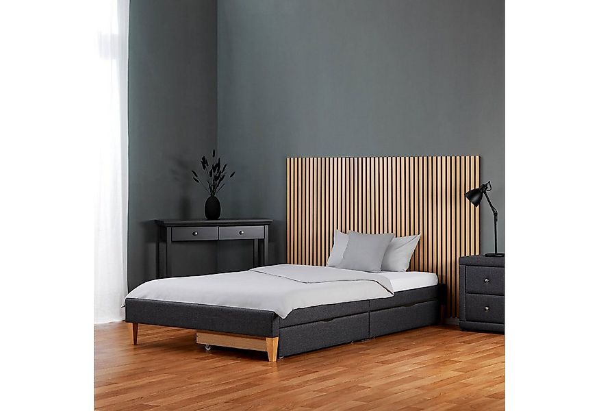Homestyle4u Polsterbett 90x200 mit 2 Bettkästen in Grau mit Lattenrost 2619 günstig online kaufen