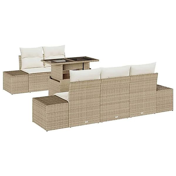 vidaXL Sofa Set mit Kissen 6-Tlg Beige und Creme Poly-Rattan 3349097 günstig online kaufen
