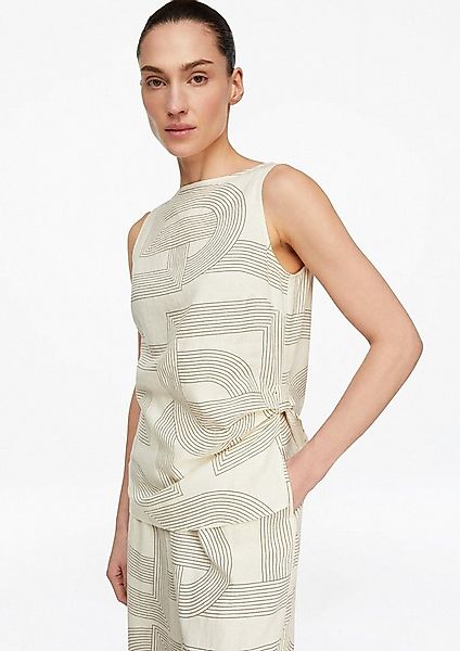 comma Blusentop Bluse Top aus Leinenmix mit Reißverschluss und Raffungs-Det günstig online kaufen