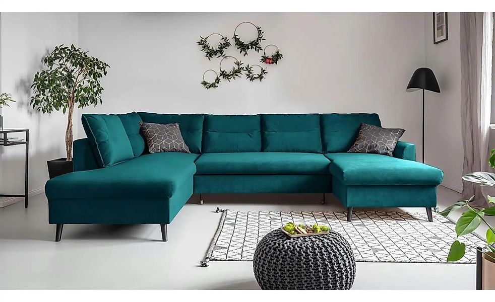 Miuform Wohnlandschaft mit Schlaffunktion Stylish Stan ¦ türkis/petrol ¦ Ma günstig online kaufen