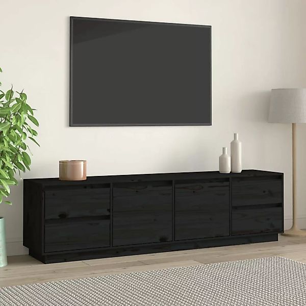 Vidaxl Tv-schrank Schwarz 176x37x47,5 Cm Massivholz Kiefer günstig online kaufen