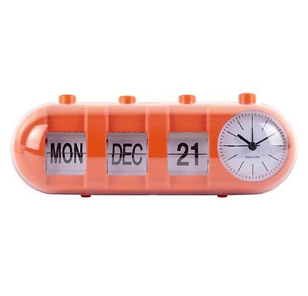 Karlsson Uhr Wecker Retro Tube Calendar Flip Bright Orange günstig online kaufen