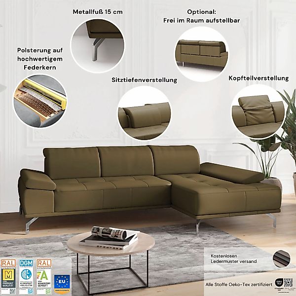 Places of Style Ecksofa "Caluna", Inkl.Sitztiefenverstellung, wahlweise mit günstig online kaufen