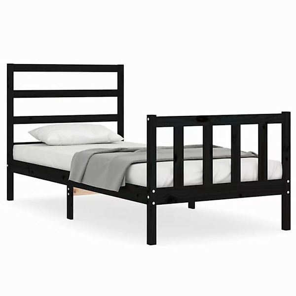 vidaXL Bett Massivholzbett mit Kopfteil Schwarz 90x190 cm günstig online kaufen