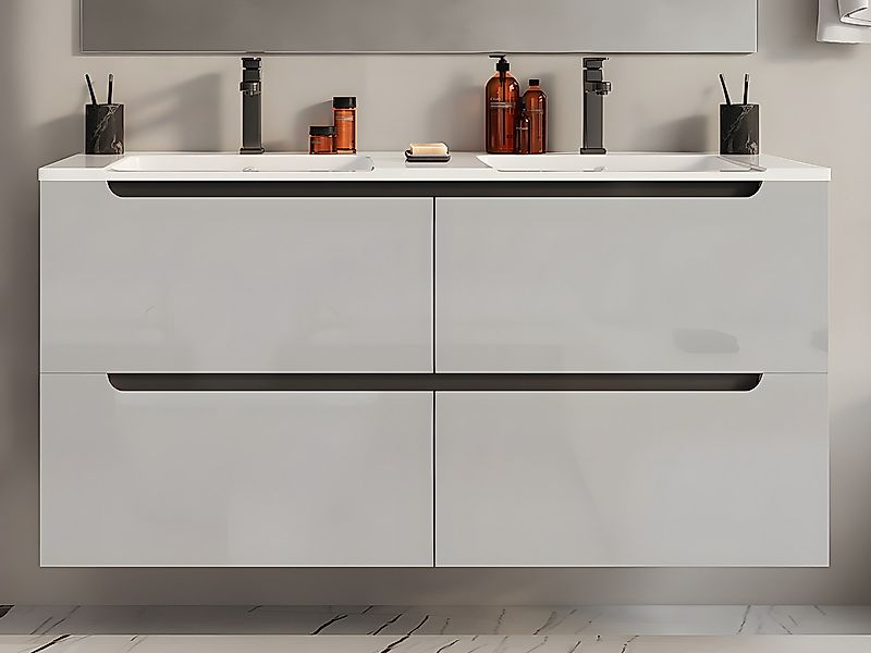 Waschbeckenunterschrank hängend - Weiß - B120 x H57 cm - SELITA günstig online kaufen