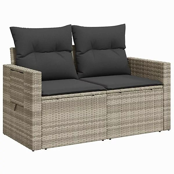 vidaXL Loungesofa Gartensofa mit Kissen 2-Sitzer Hellgrau Poly Rattan, 1 Te günstig online kaufen