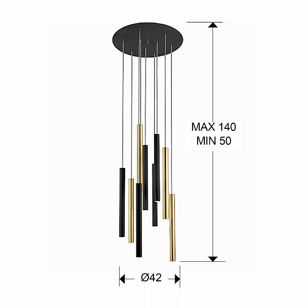 LED-Hängelampe Varas steuerbar 9-flg gold/schwarz günstig online kaufen