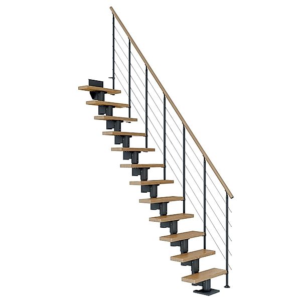 Dolle Mittelholmtreppe Dublin Eiche Anthrazit GH bis 337 cm Gerade 75 cm FS günstig online kaufen