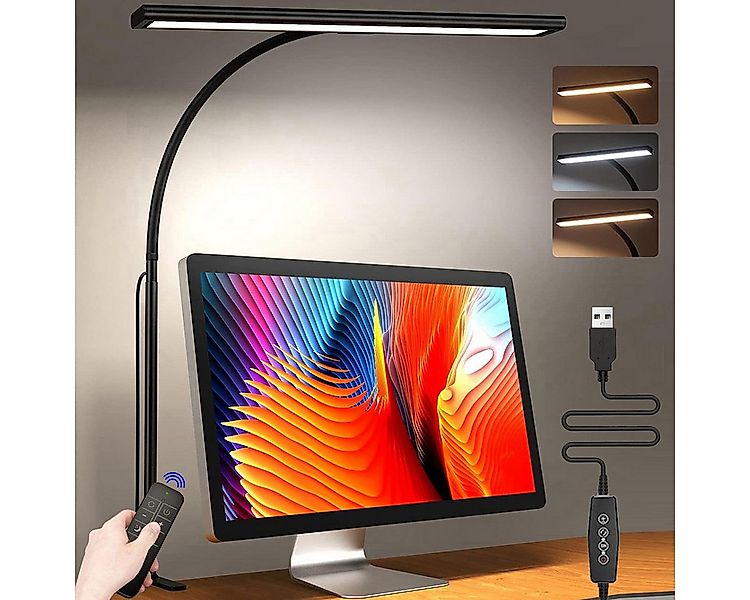 MUPOO LED Schreibtischlampe klemmbar Schreibtischlampe LED dimmbar,Flexible günstig online kaufen