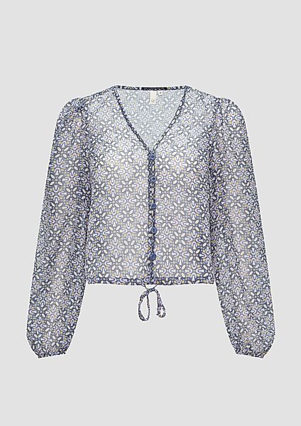 QS Langarmbluse Verkürzte Bluse aus semi-transparentem günstig online kaufen