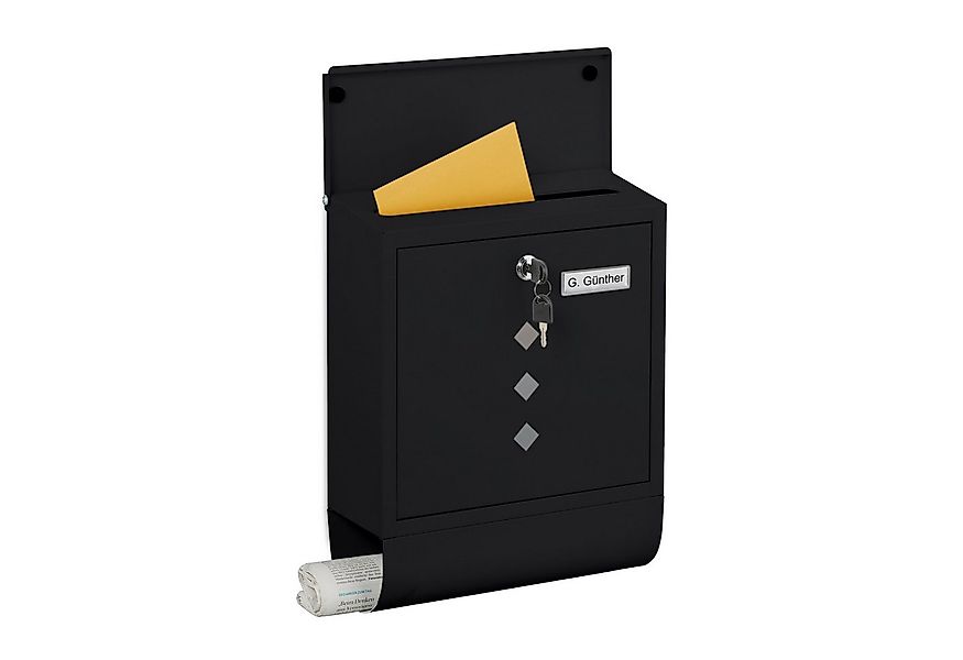 relaxdays Briefkasten mit Zeitungsfach (1-St), schwarz günstig online kaufen
