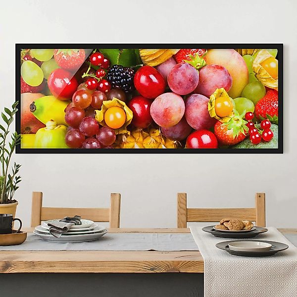 Bild mit Rahmen - Panorama Colourful Exotic Fruits günstig online kaufen