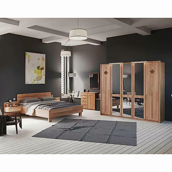 Schlafzimmereinrichtung aus Erle 180x200 cm (sechsteilig) günstig online kaufen