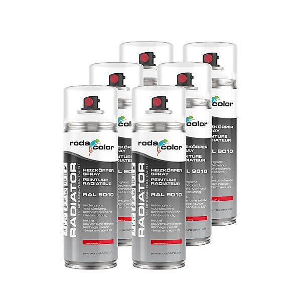 RodaColor Heizkörperspray Sprühlack 400ml RAL9010 Reinweiss 6er Set günstig online kaufen