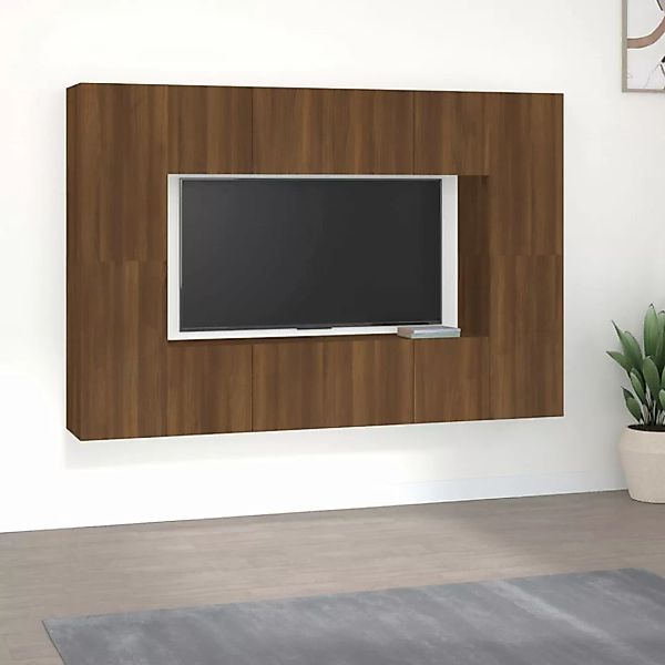 Vidaxl 8-tlg. Tv-schrank-set Braun Eichen-optik Holzwerkstoff günstig online kaufen