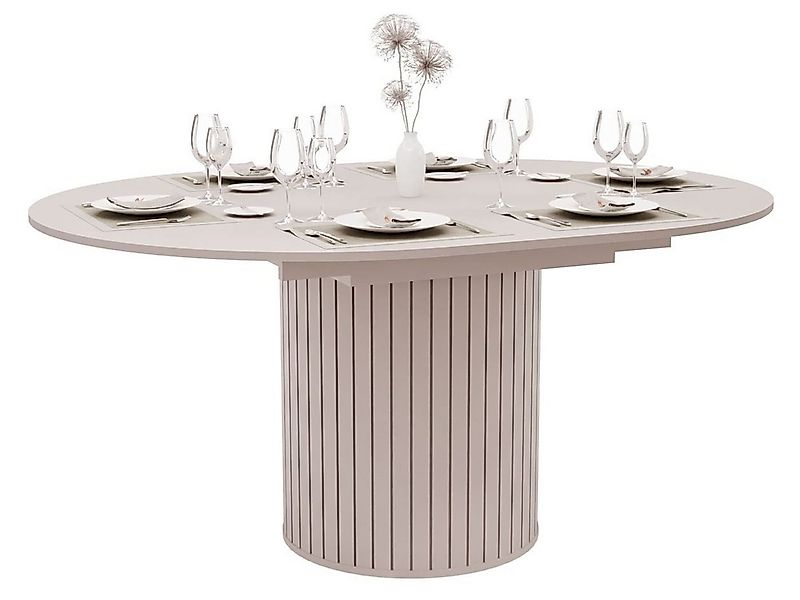 yourhouse24 Esstisch LINNEA Ø120-160cm Ausziehbar Säule Lamellen (Einzeltis günstig online kaufen