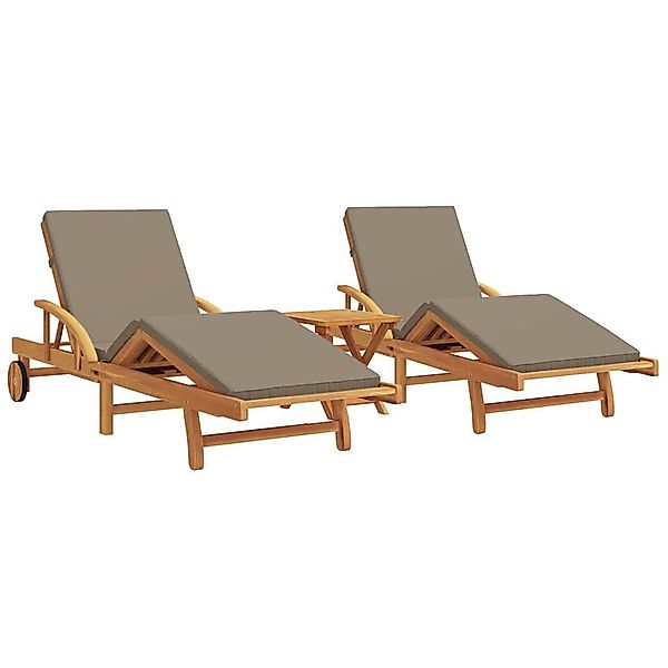 vidaXL Gartenliege Sonnenliege 3 pcs Taupe günstig online kaufen