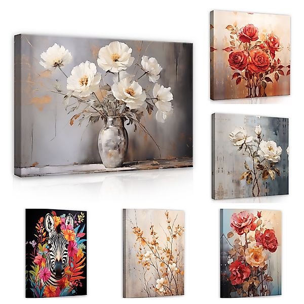 Wallarena Leinwandbild Blumen Vintage Abstrakt Wohnzimmer günstig online kaufen