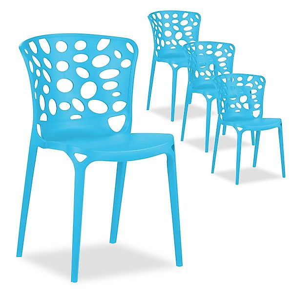 Homestyle4u Gartenstuhl 4er Set in Blau 2457 günstig online kaufen