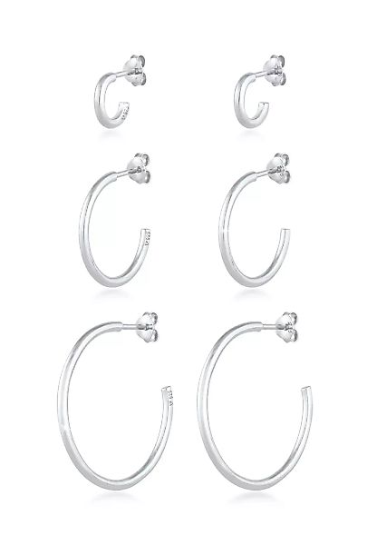 Elli Ohrring-Set "Creolen Stecker Set Basic (6 tlg.) 925 Silber" günstig online kaufen