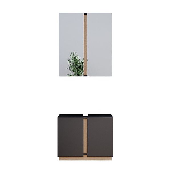 Vicco Badmöbel-Set Gloria, Anthrazit/Sonoma, 2 Teile, günstig online kaufen