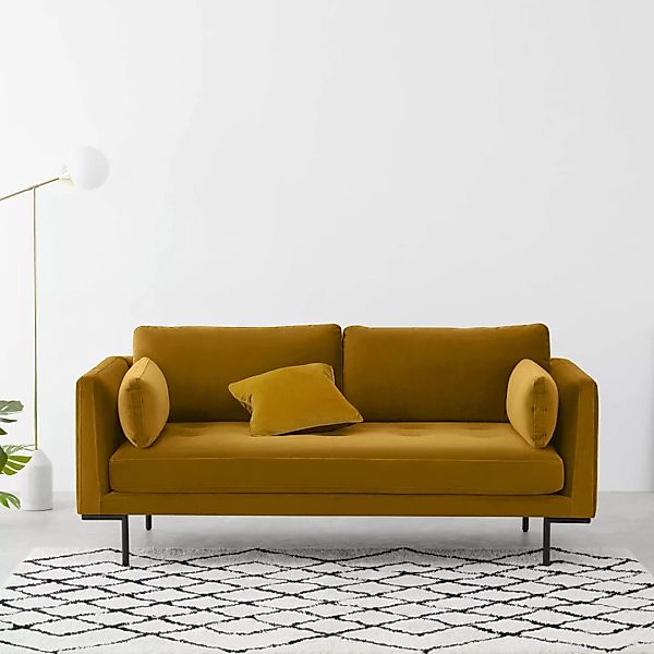 Harlow grosses 2-Sitzer Sofa, Samt in Senfgelb - MADE.com günstig online kaufen