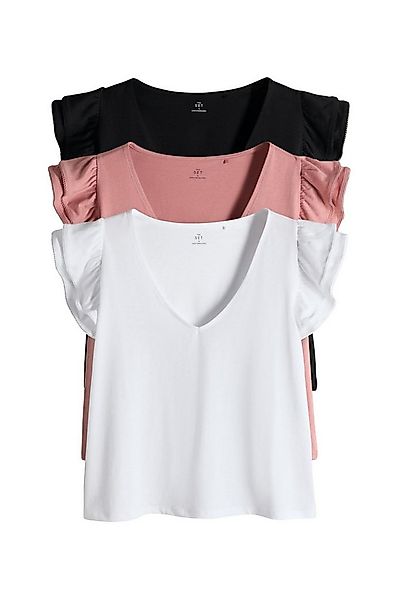 The Set V-Shirt The Set T-Shirts mit Rüschenärmeln, 3er-Pack (3-tlg) günstig online kaufen
