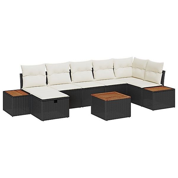 vidaXL Loungesofa 8-teiliges Garten Sofa Set mit Kissen Schwarz Poly Rattan günstig online kaufen