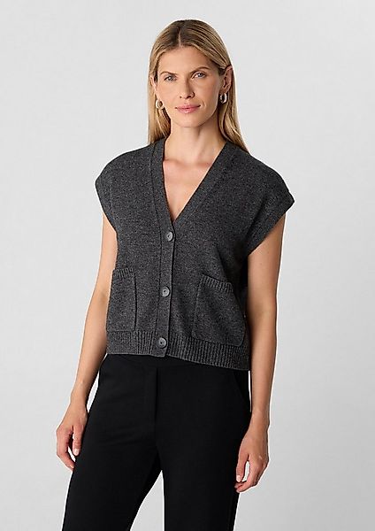 comma Rundhalspullover Strickjacke Strickpullunder mit aufgesetzten Taschen günstig online kaufen