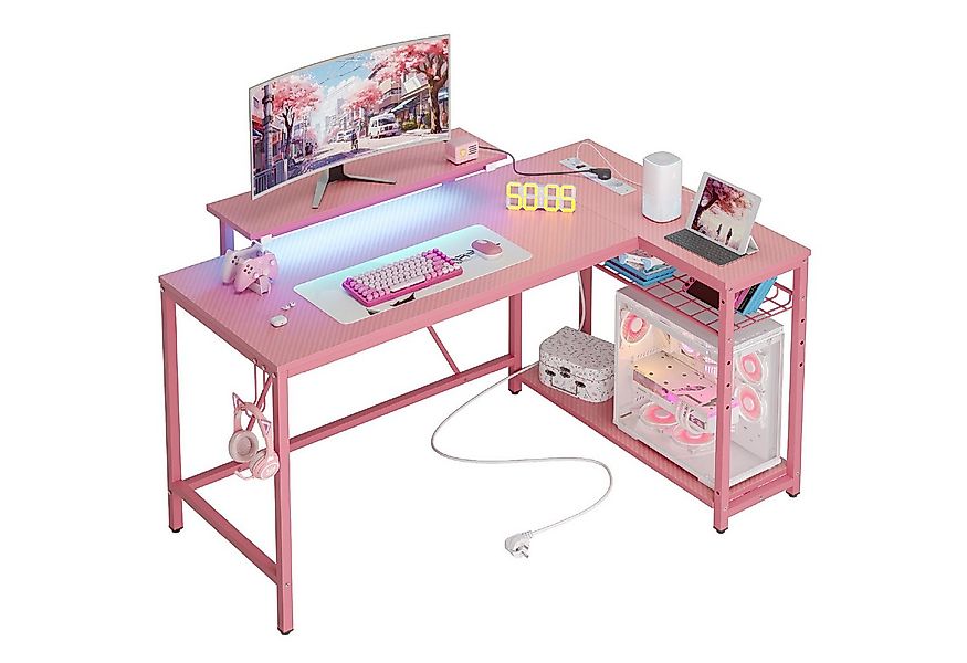 Bestier Gamingtisch Gaming-Schreibtisch L-Form mit LED, 106/133/147 × 50 cm günstig online kaufen