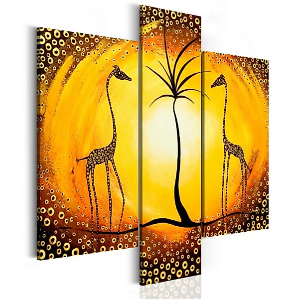Wandbild Giraffen unter der Palme  XXL günstig online kaufen
