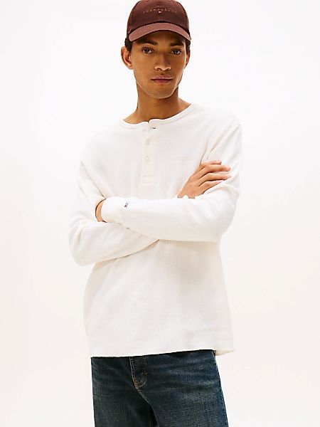 Tommy Jeans Henleyshirt "TJM WAFFLE SCRIPT HENLEY", Rundhals, slim fit, mit günstig online kaufen