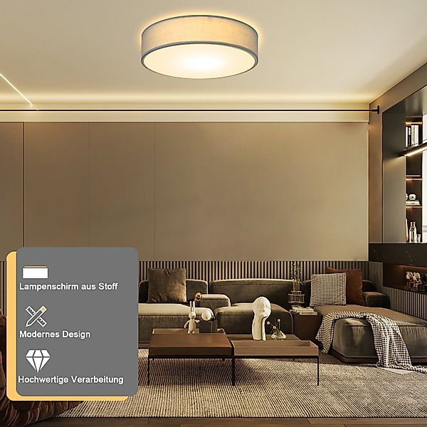 Nettlife Deckenleuchte Deckenleuchte Rund 1xE27 Stoff günstig online kaufen